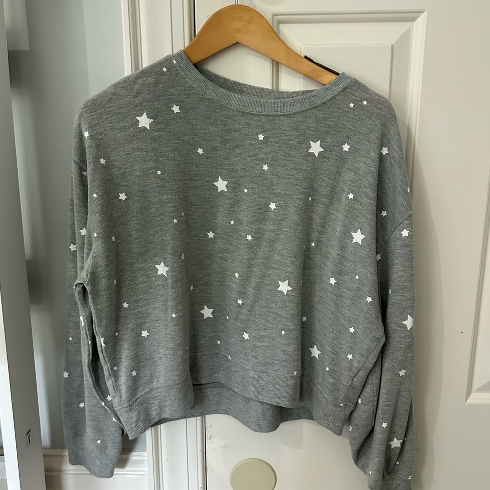 X Supply Lux Lounge Star Print Pullover Sweatshirt Light Grey